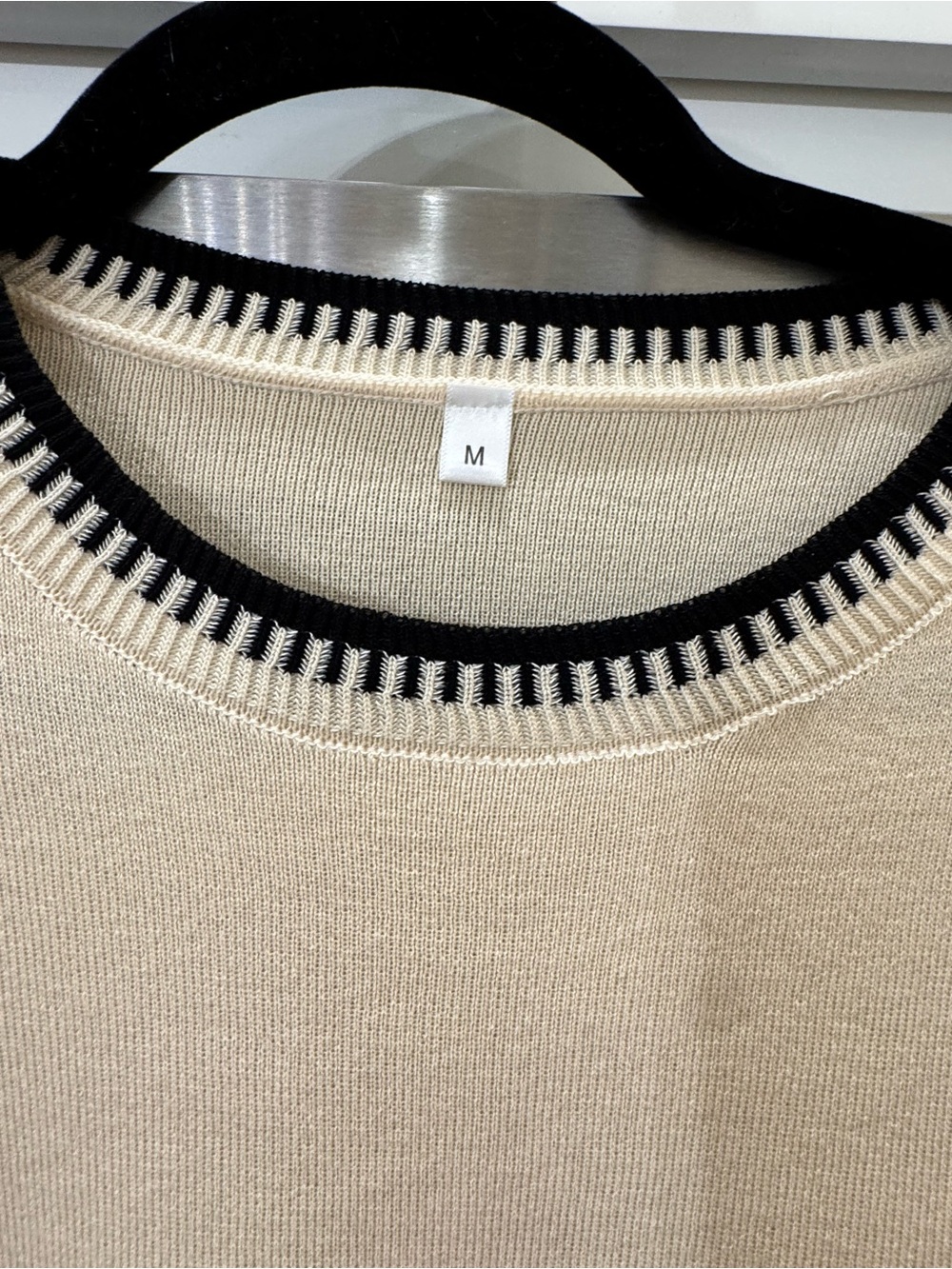 Amazon Cream Short-Sleeve Sweater Top & Pants Set with Black Trim - Picture 2 of 9